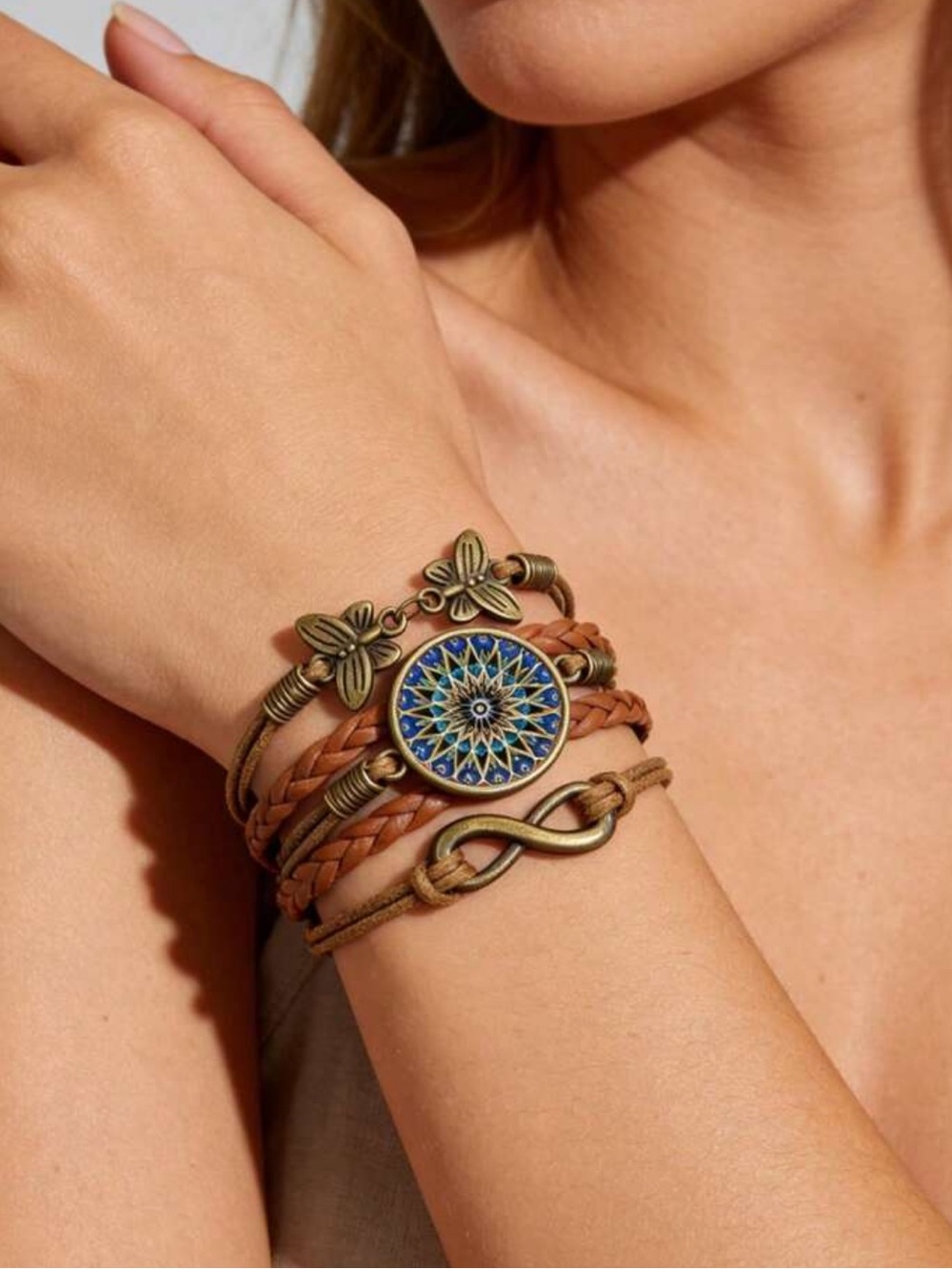 Bohemian Blue Mandala Wrap Bracelet N2416